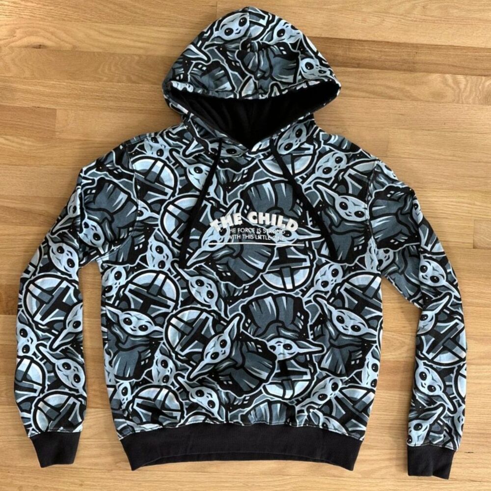 Star Wars The Child Grogu Mandalorian Hoodie All Over Print Black Blue Grey Med